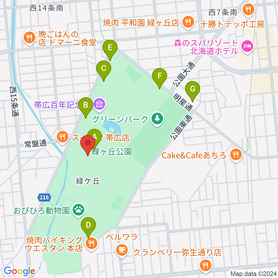 北海道立帯広美術館周辺の駐車場・コインパーキング一覧地図