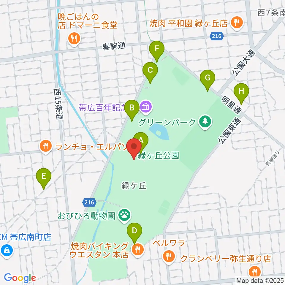 北海道立帯広美術館周辺の駐車場・コインパーキング一覧地図
