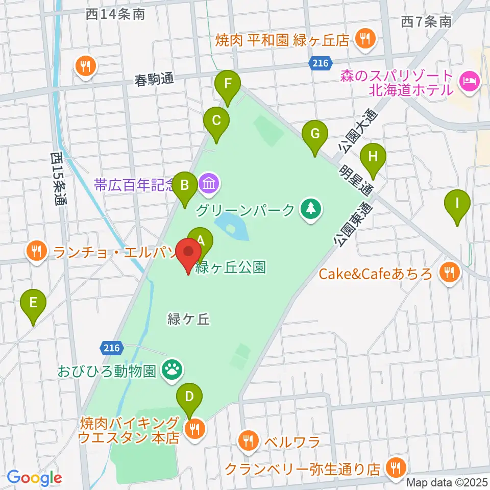 北海道立帯広美術館周辺の駐車場・コインパーキング一覧地図