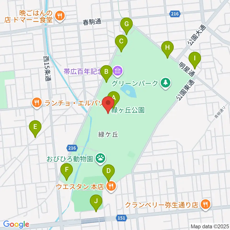 北海道立帯広美術館周辺の駐車場・コインパーキング一覧地図