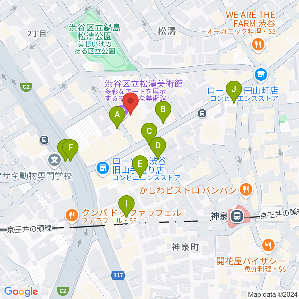 渋谷区立松濤美術館周辺の駐車場・コインパーキング一覧地図