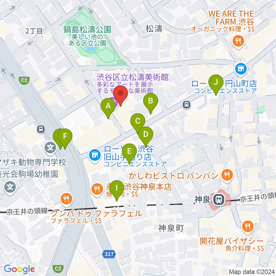 渋谷区立松濤美術館周辺の駐車場・コインパーキング一覧地図