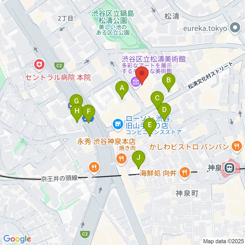 渋谷区立松濤美術館周辺の駐車場・コインパーキング一覧地図