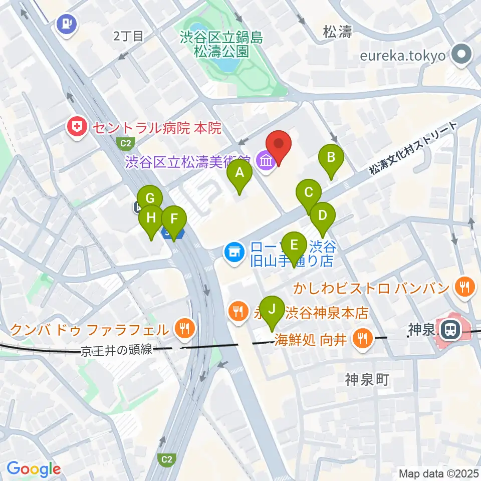 渋谷区立松濤美術館周辺の駐車場・コインパーキング一覧地図