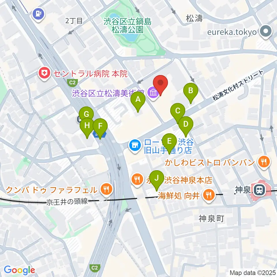 渋谷区立松濤美術館周辺の駐車場・コインパーキング一覧地図