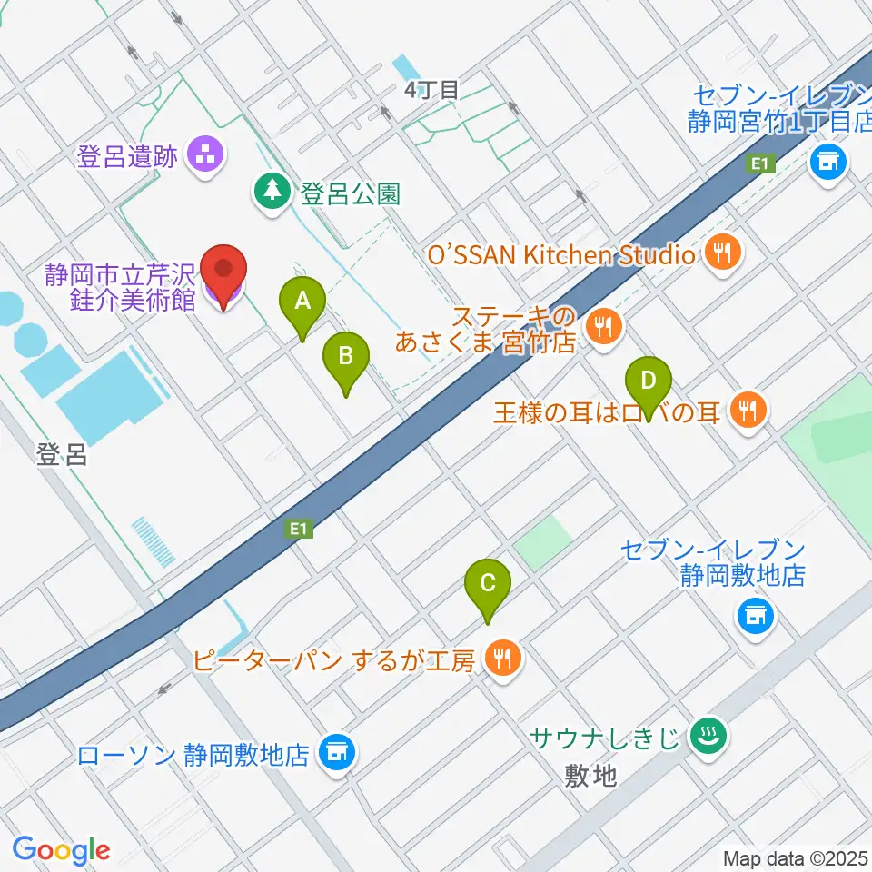 静岡市立芹沢銈介美術館周辺の駐車場・コインパーキング一覧地図