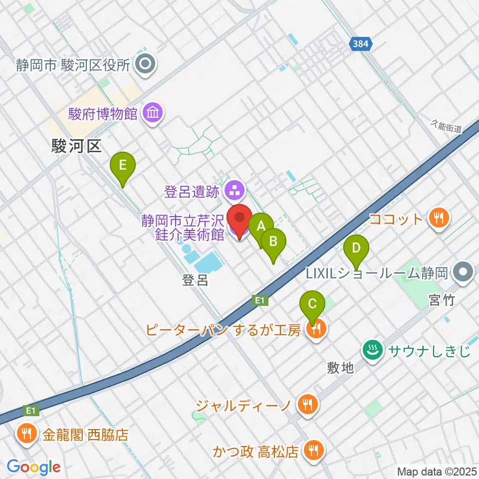 静岡市立芹沢銈介美術館周辺の駐車場・コインパーキング一覧地図