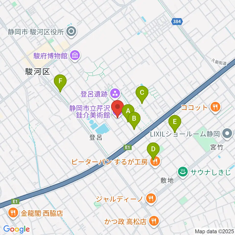 静岡市立芹沢銈介美術館周辺の駐車場・コインパーキング一覧地図