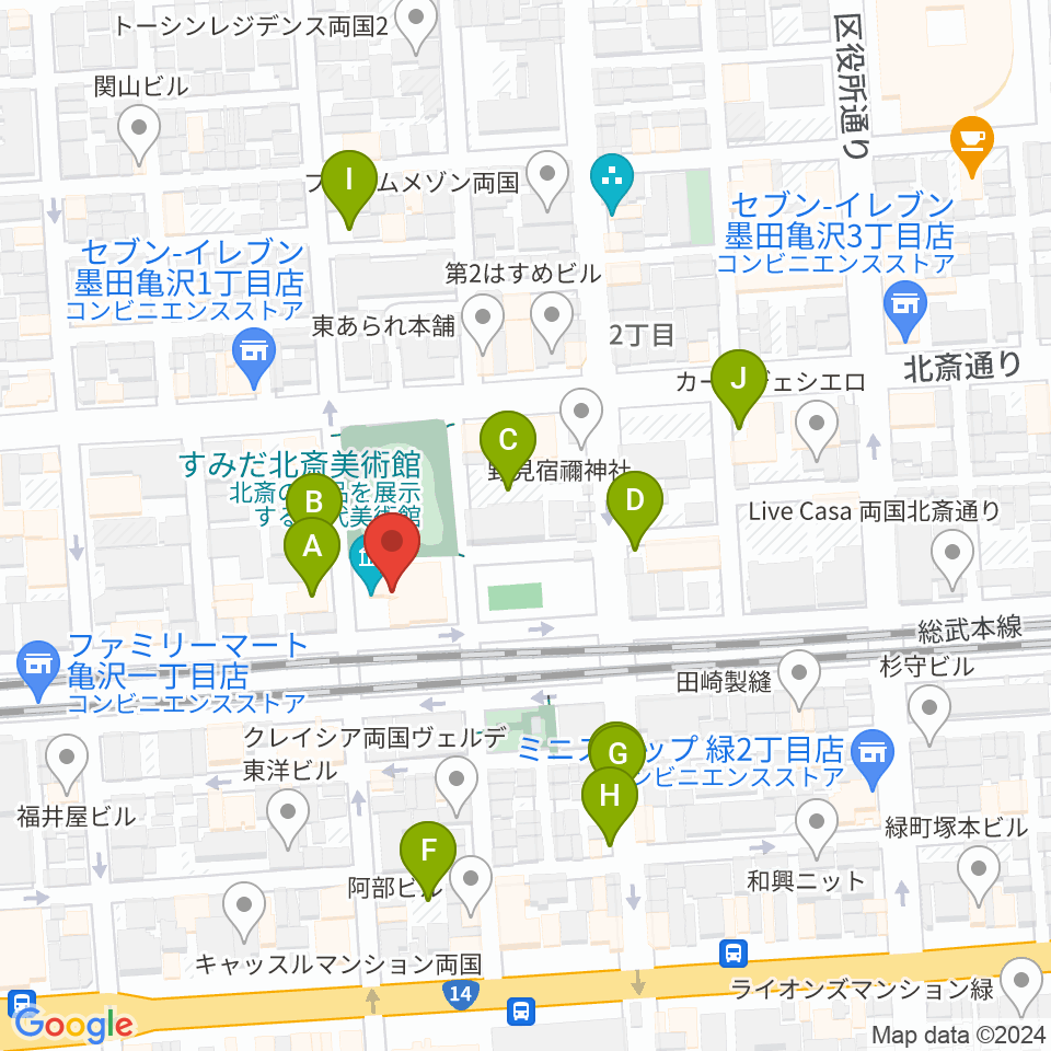 すみだ北斎美術館周辺の駐車場・コインパーキング一覧地図