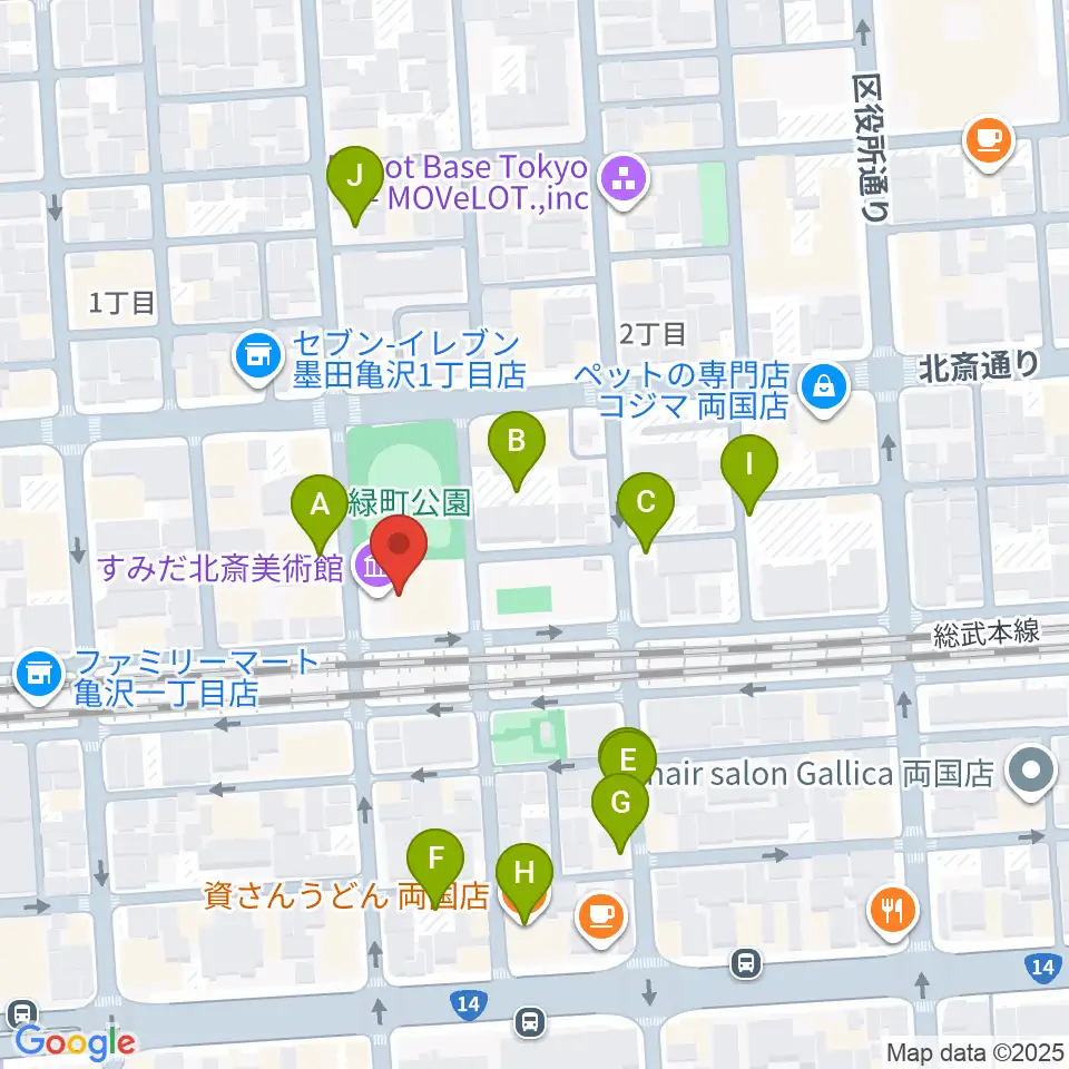 すみだ北斎美術館周辺の駐車場・コインパーキング一覧地図