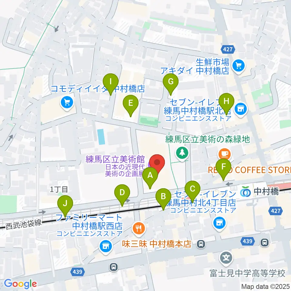 練馬区立美術館周辺の駐車場・コインパーキング一覧地図
