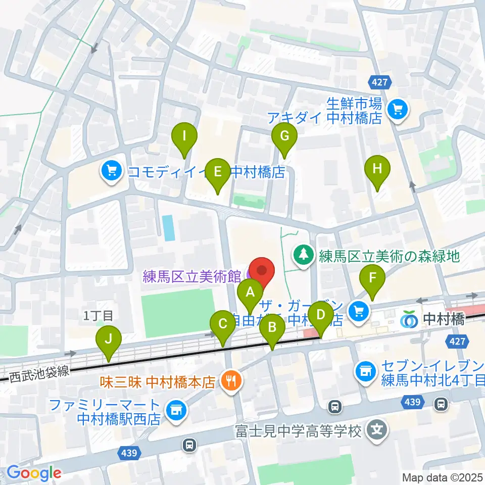 練馬区立美術館周辺の駐車場・コインパーキング一覧地図