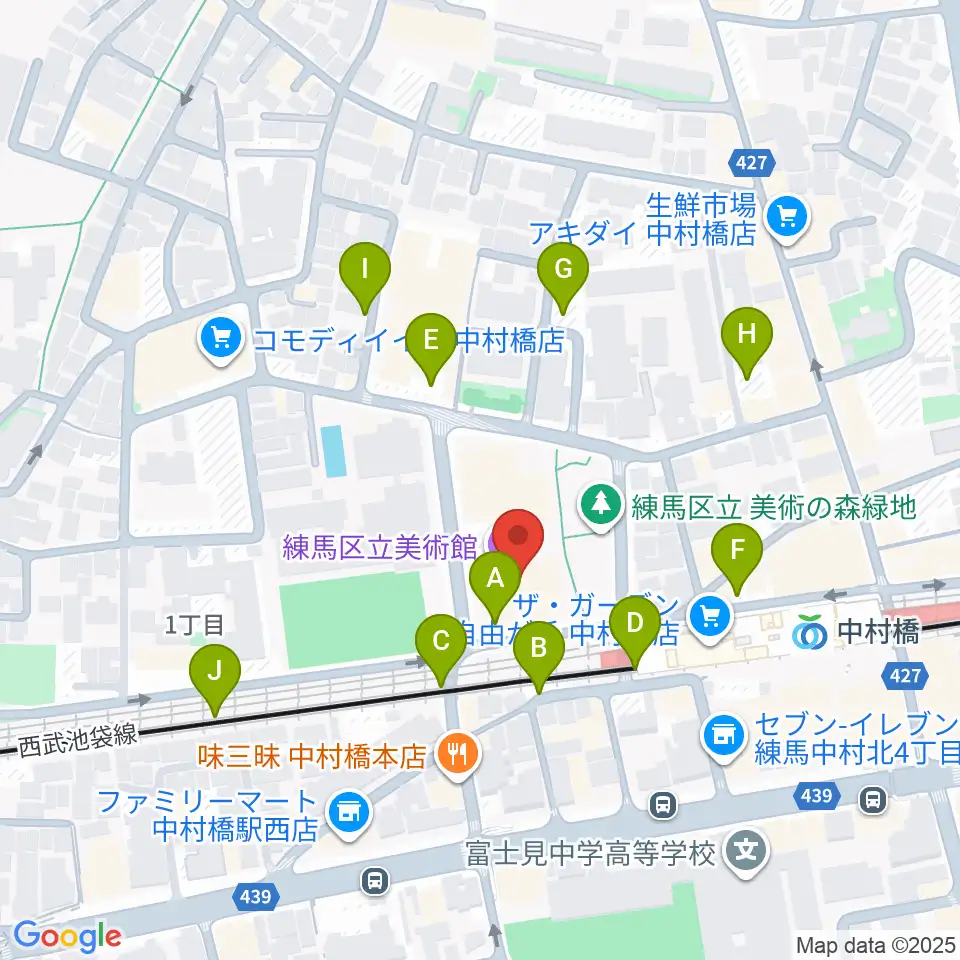 練馬区立美術館周辺の駐車場・コインパーキング一覧地図