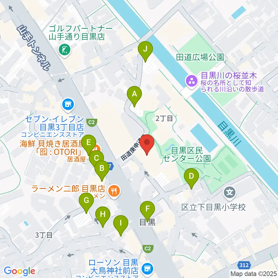 目黒区美術館周辺の駐車場・コインパーキング一覧地図