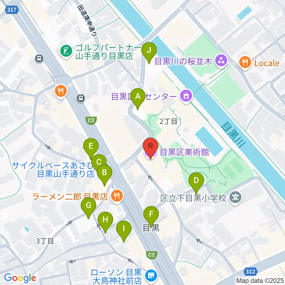 目黒区美術館周辺の駐車場・コインパーキング一覧地図