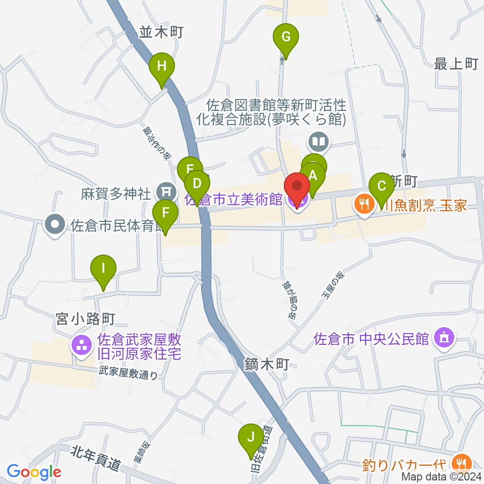 佐倉市立美術館周辺の駐車場・コインパーキング一覧地図