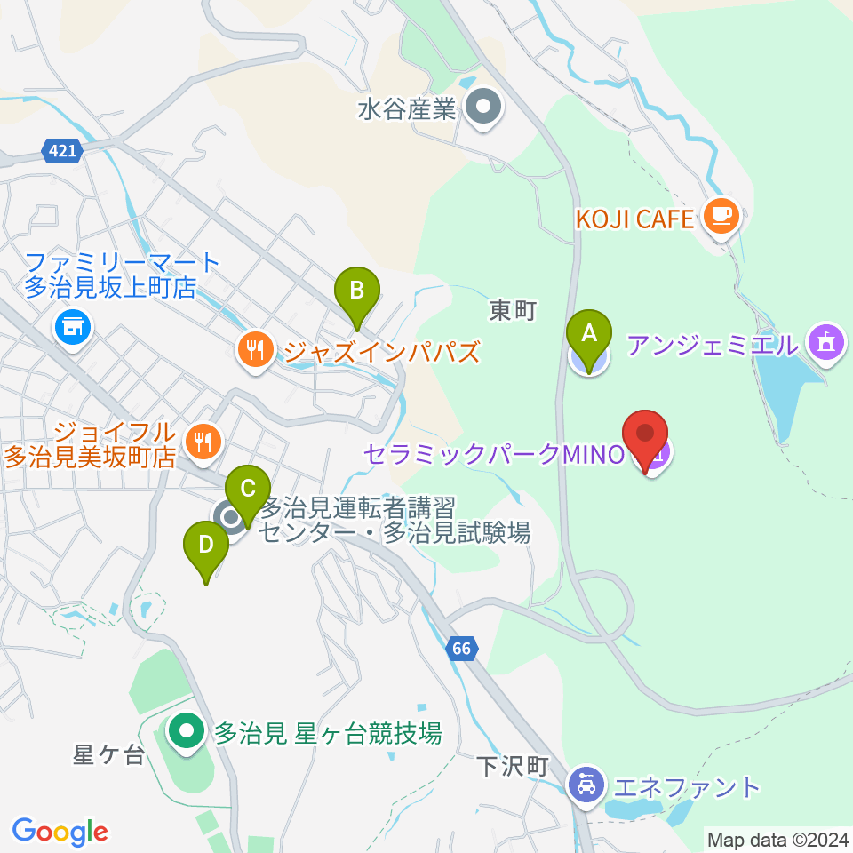 岐阜県現代陶芸美術館周辺の駐車場・コインパーキング一覧地図