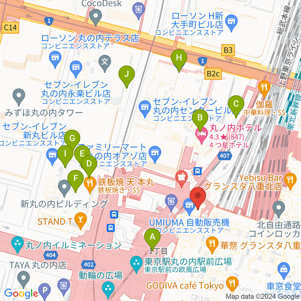 東京ステーションギャラリー周辺の駐車場・コインパーキング一覧地図