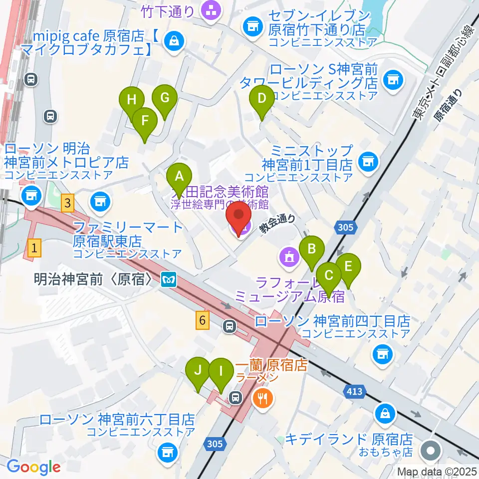 太田記念美術館周辺の駐車場・コインパーキング一覧地図