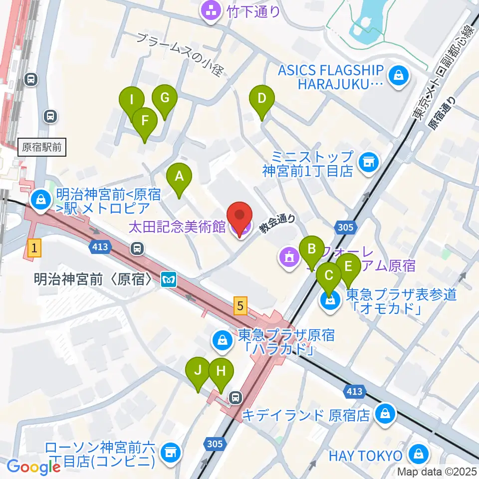 太田記念美術館周辺の駐車場・コインパーキング一覧地図