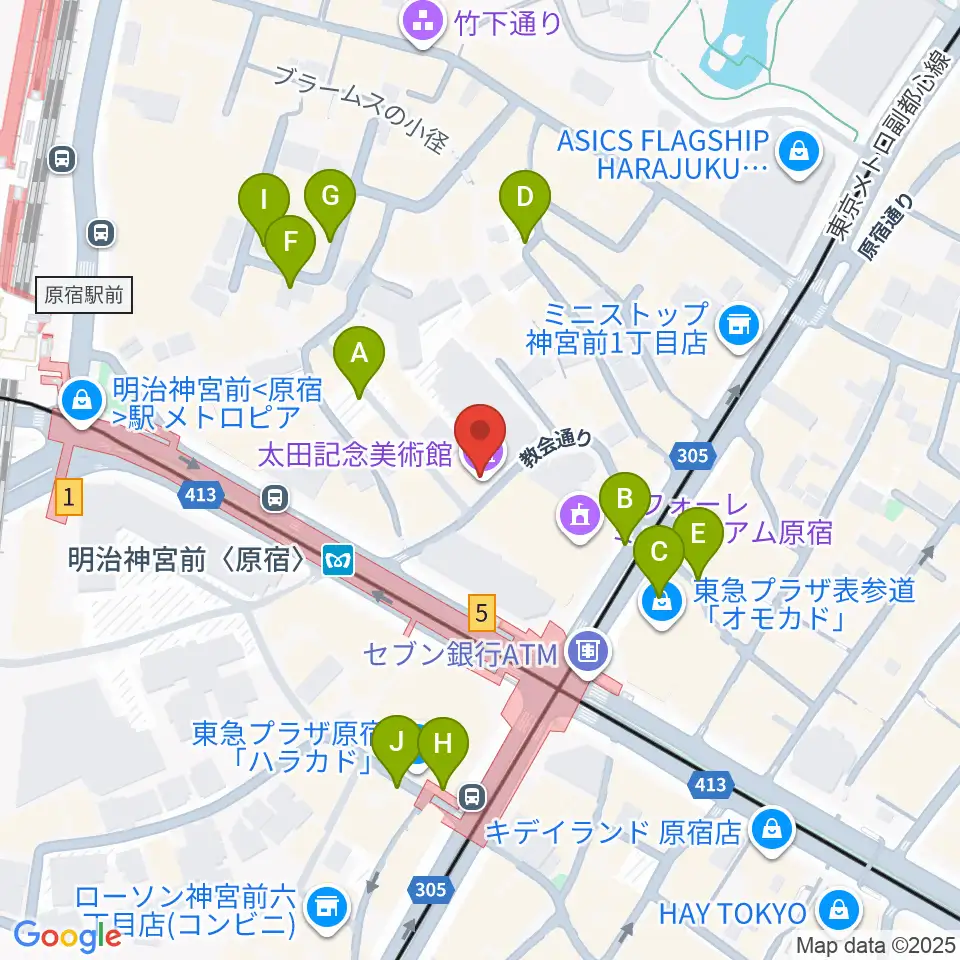 太田記念美術館周辺の駐車場・コインパーキング一覧地図