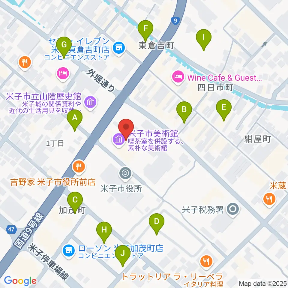 米子市美術館周辺の駐車場・コインパーキング一覧地図