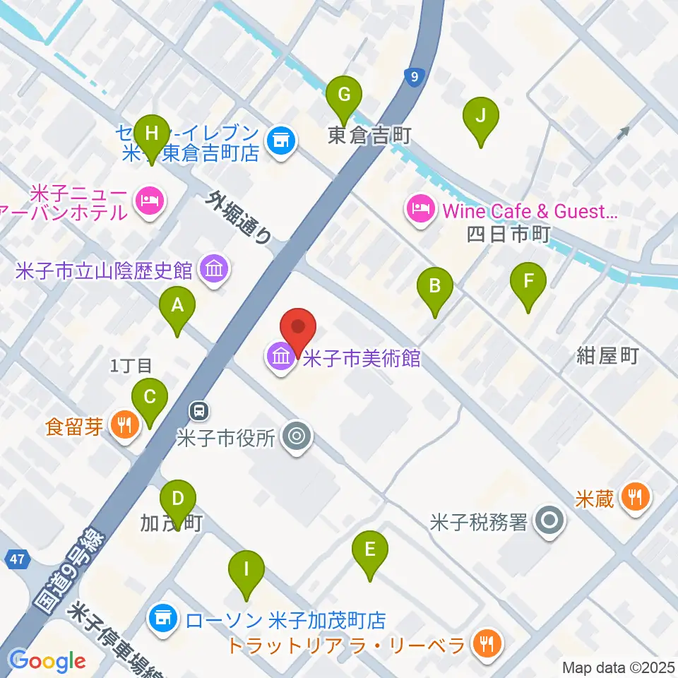 米子市美術館周辺の駐車場・コインパーキング一覧地図