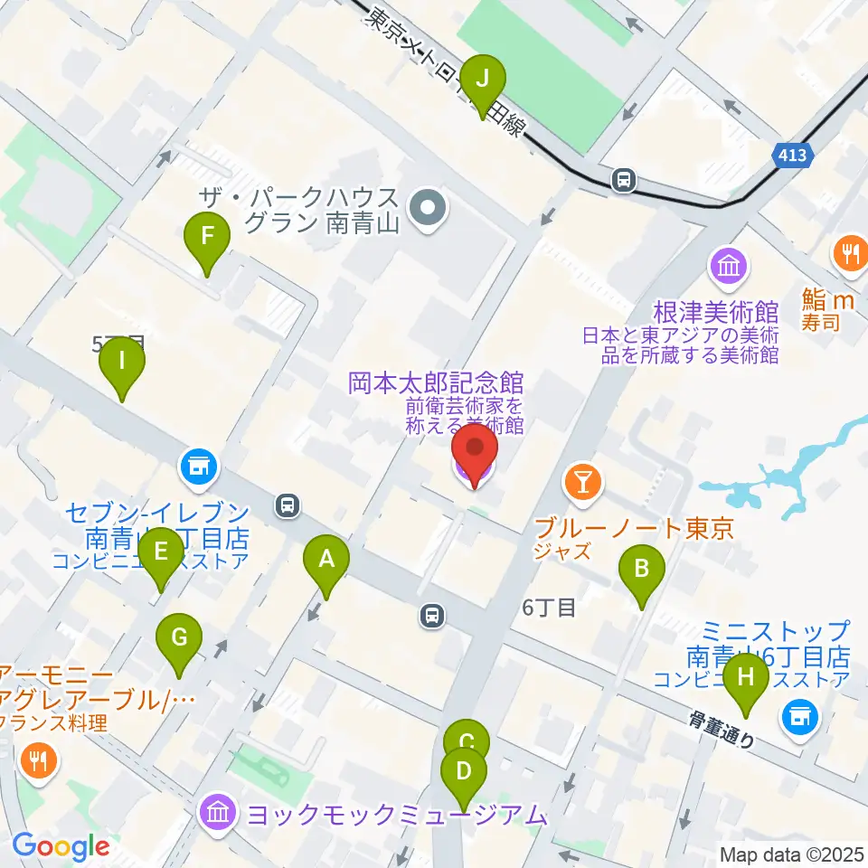 岡本太郎記念館周辺の駐車場・コインパーキング一覧地図