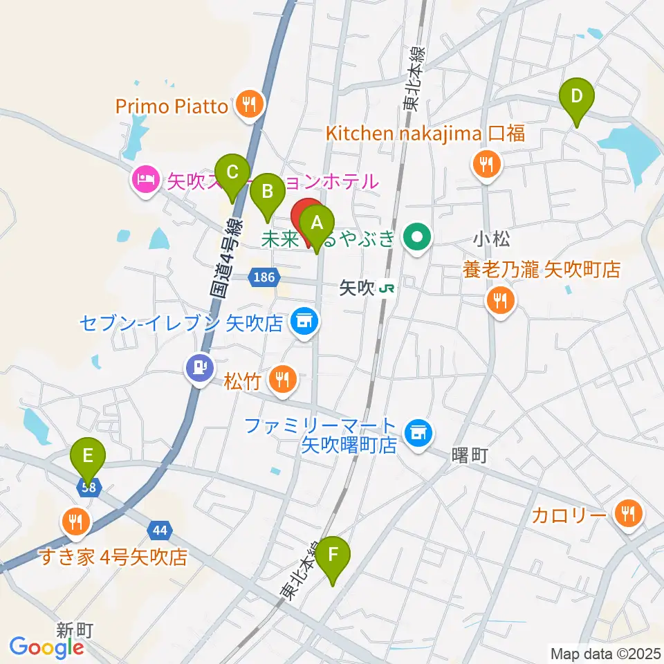 矢吹町中央公民館 KOKOTTOホール周辺の駐車場・コインパーキング一覧地図