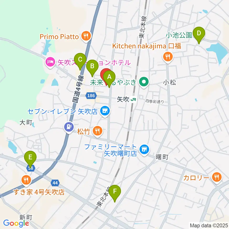 矢吹町中央公民館 KOKOTTOホール周辺の駐車場・コインパーキング一覧地図