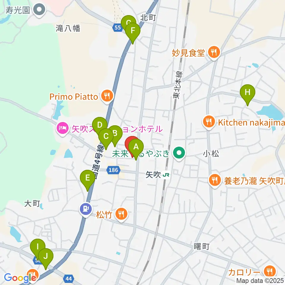 矢吹町中央公民館 KOKOTTOホール周辺の駐車場・コインパーキング一覧地図