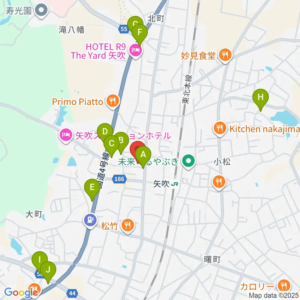 矢吹町複合施設KOKOTTO周辺の駐車場・コインパーキング一覧地図