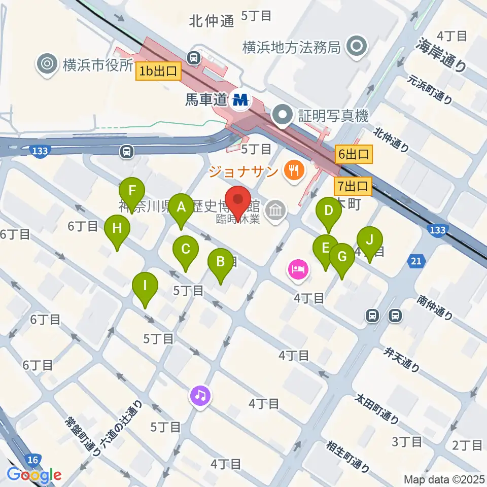神奈川県立歴史博物館周辺の駐車場・コインパーキング一覧地図