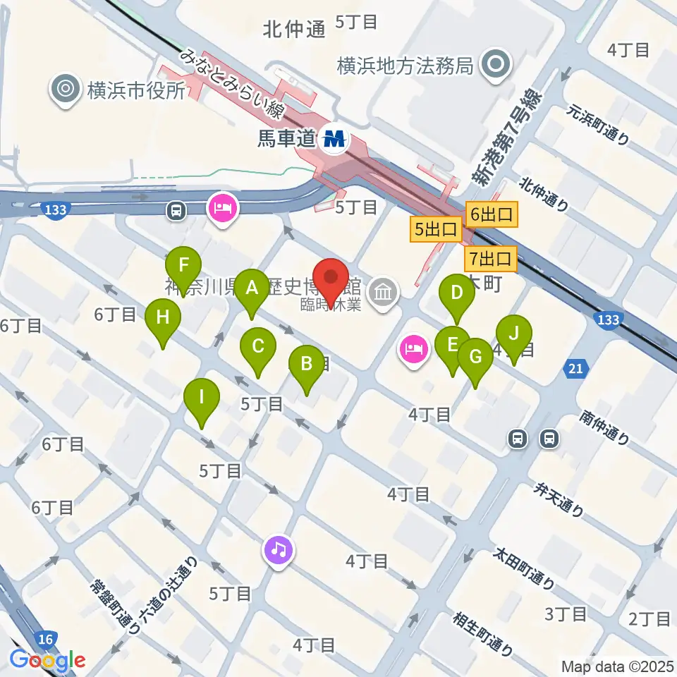 神奈川県立歴史博物館周辺の駐車場・コインパーキング一覧地図