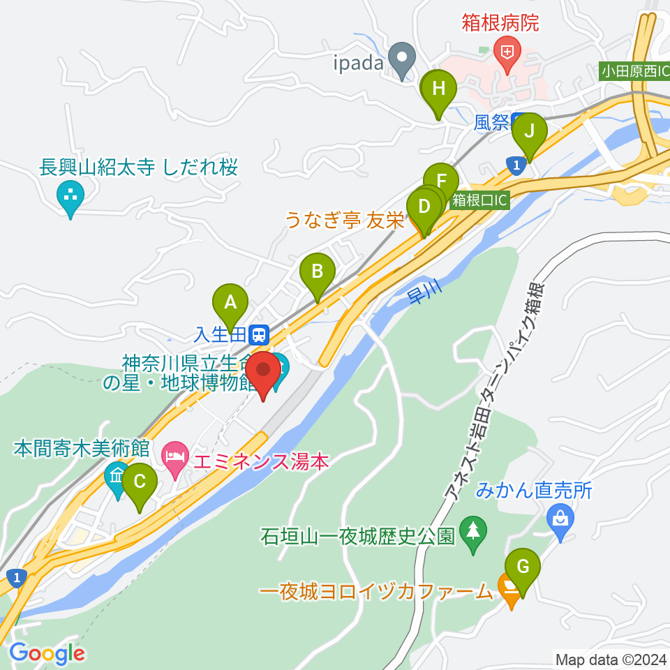 神奈川県立生命の星・地球博物館周辺の駐車場・コインパーキング一覧地図