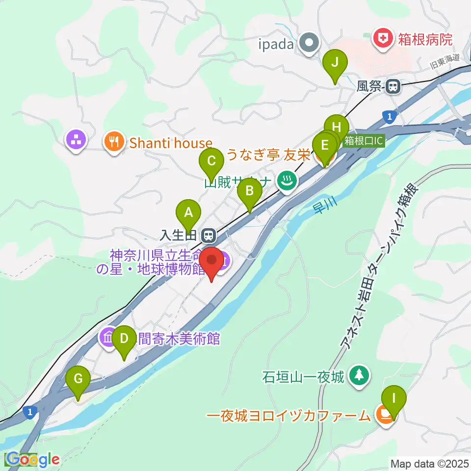 神奈川県立生命の星・地球博物館周辺の駐車場・コインパーキング一覧地図