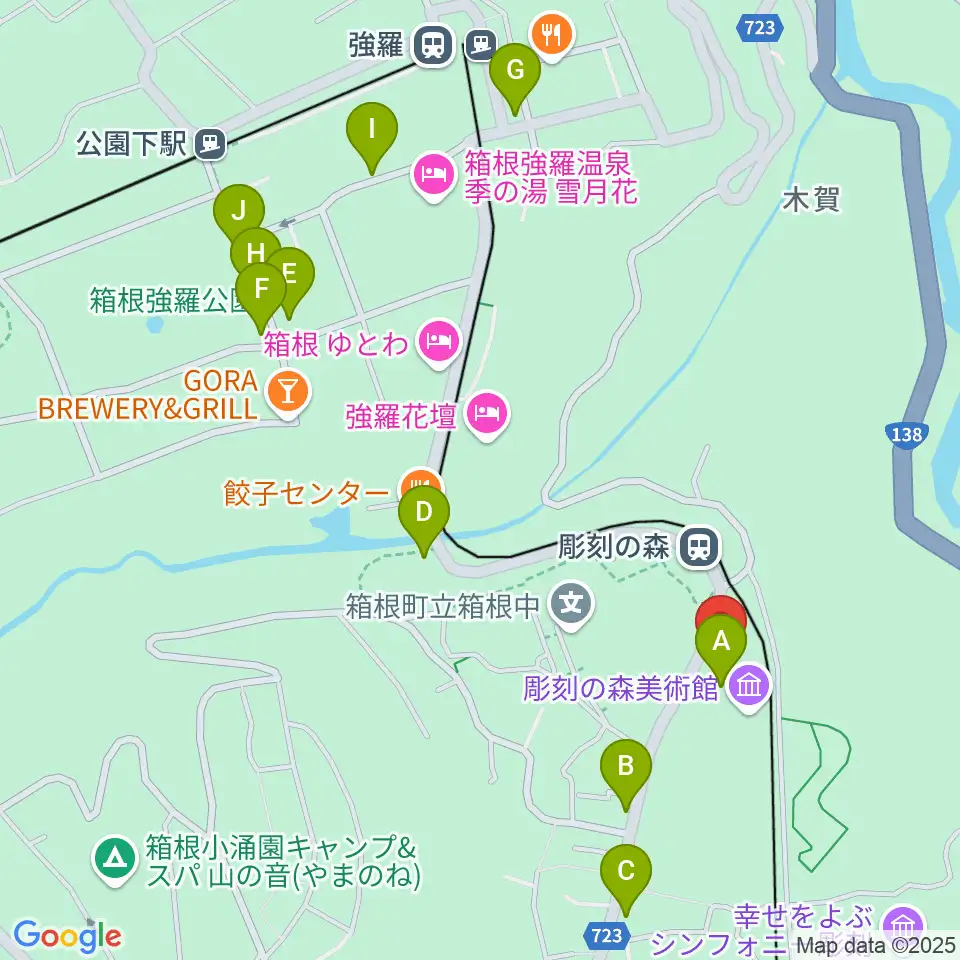 箱根 彫刻の森美術館周辺の駐車場・コインパーキング一覧地図