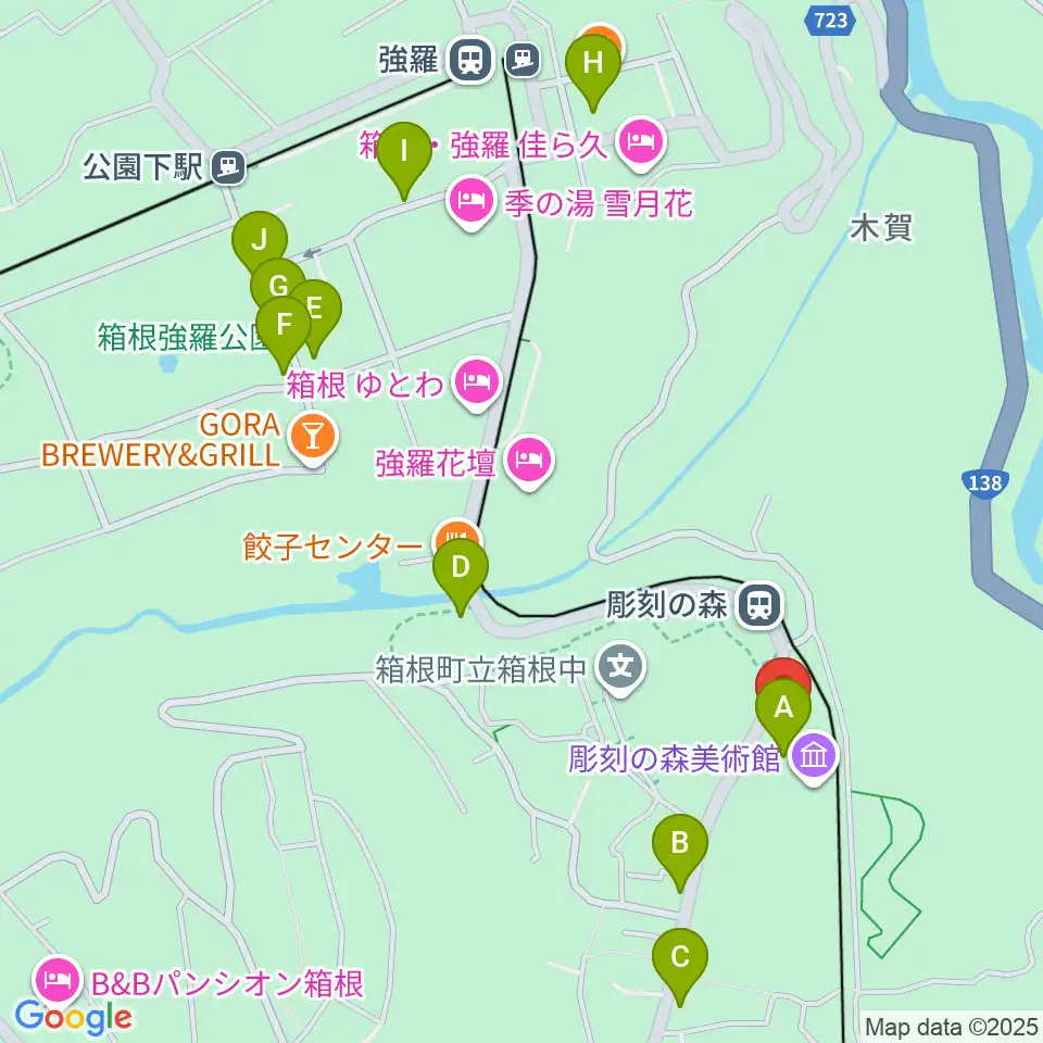 箱根 彫刻の森美術館周辺の駐車場・コインパーキング一覧地図