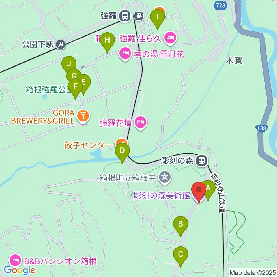 箱根 彫刻の森美術館周辺の駐車場・コインパーキング一覧地図