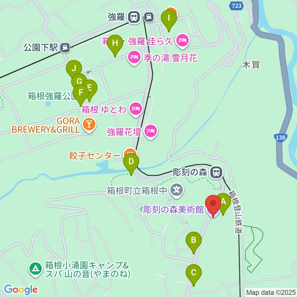 箱根 彫刻の森美術館周辺の駐車場・コインパーキング一覧地図