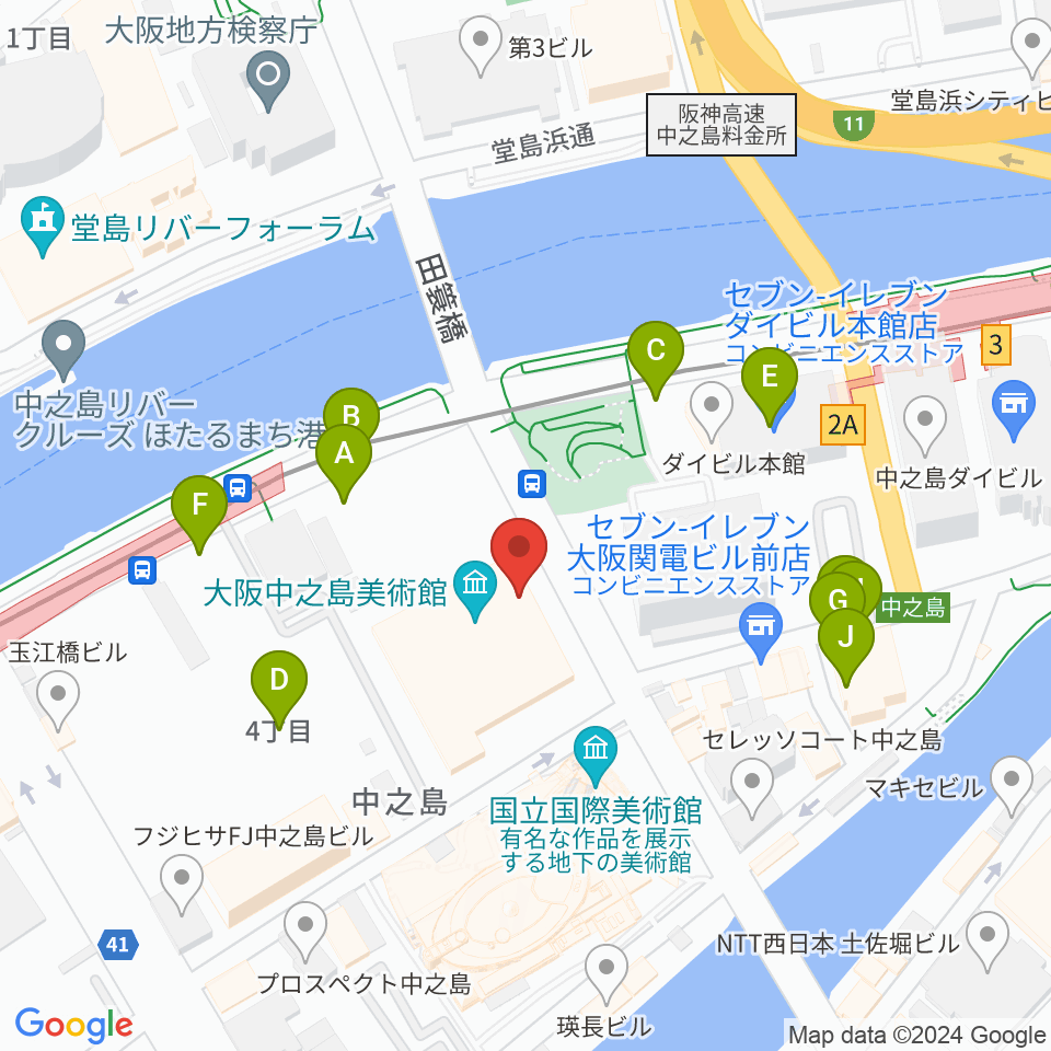 大阪中之島美術館周辺の駐車場・コインパーキング一覧地図