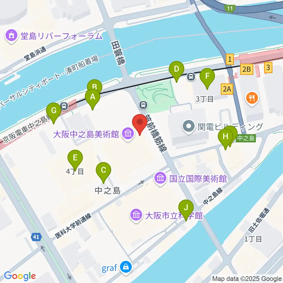 大阪中之島美術館周辺の駐車場・コインパーキング一覧地図
