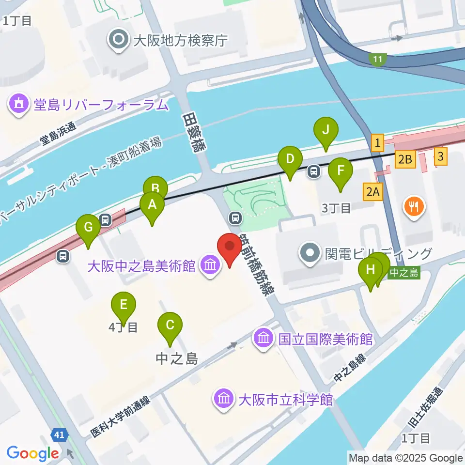 大阪中之島美術館周辺の駐車場・コインパーキング一覧地図