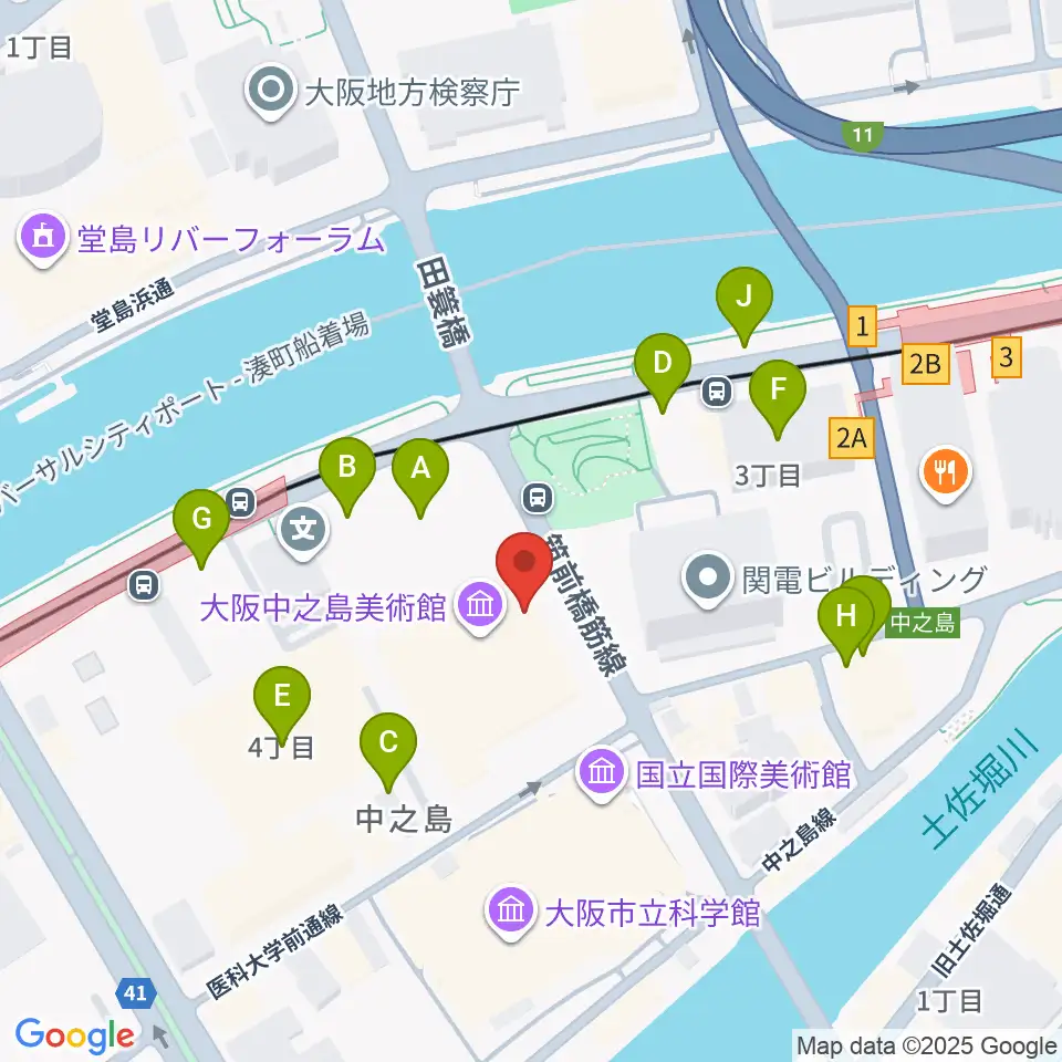 大阪中之島美術館周辺の駐車場・コインパーキング一覧地図