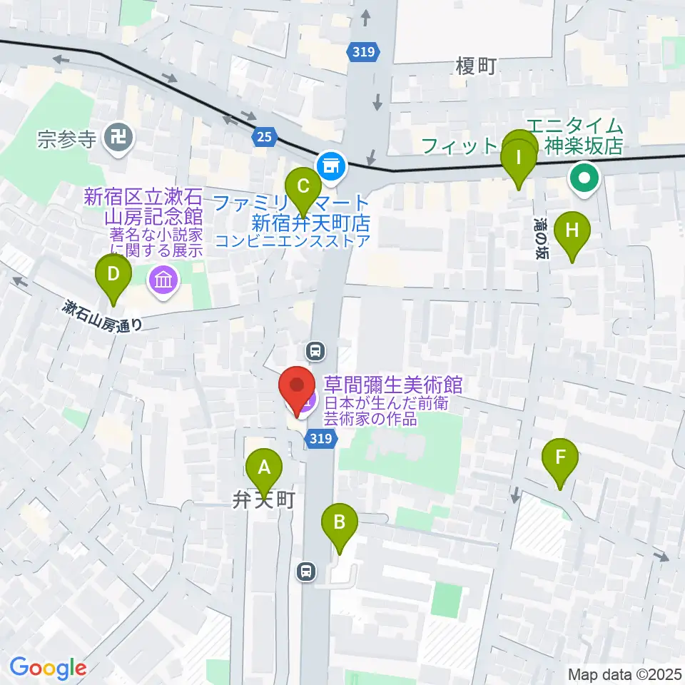 草間彌生美術館周辺の駐車場・コインパーキング一覧地図