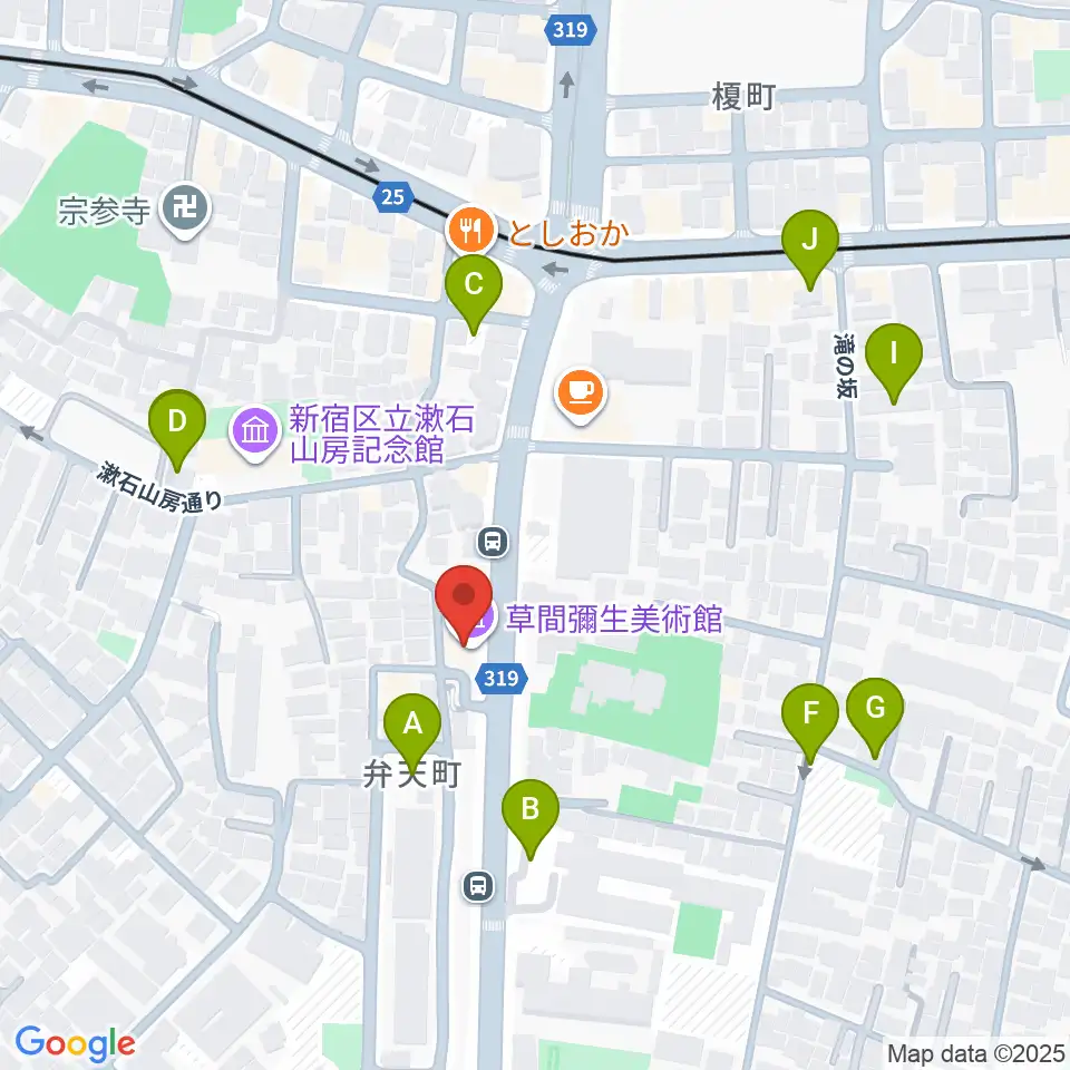草間彌生美術館周辺の駐車場・コインパーキング一覧地図