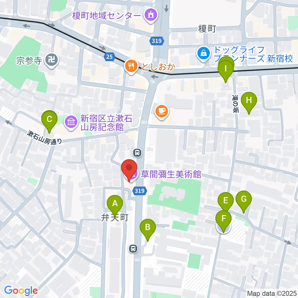草間彌生美術館周辺の駐車場・コインパーキング一覧地図