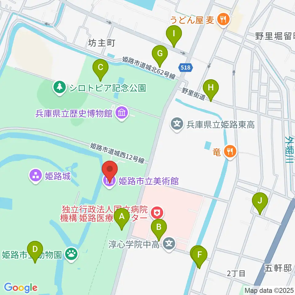 姫路市立美術館周辺の駐車場・コインパーキング一覧地図