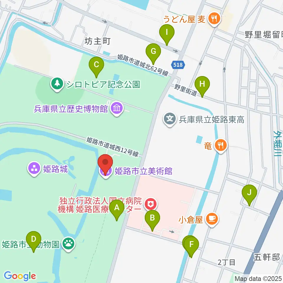 姫路市立美術館周辺の駐車場・コインパーキング一覧地図