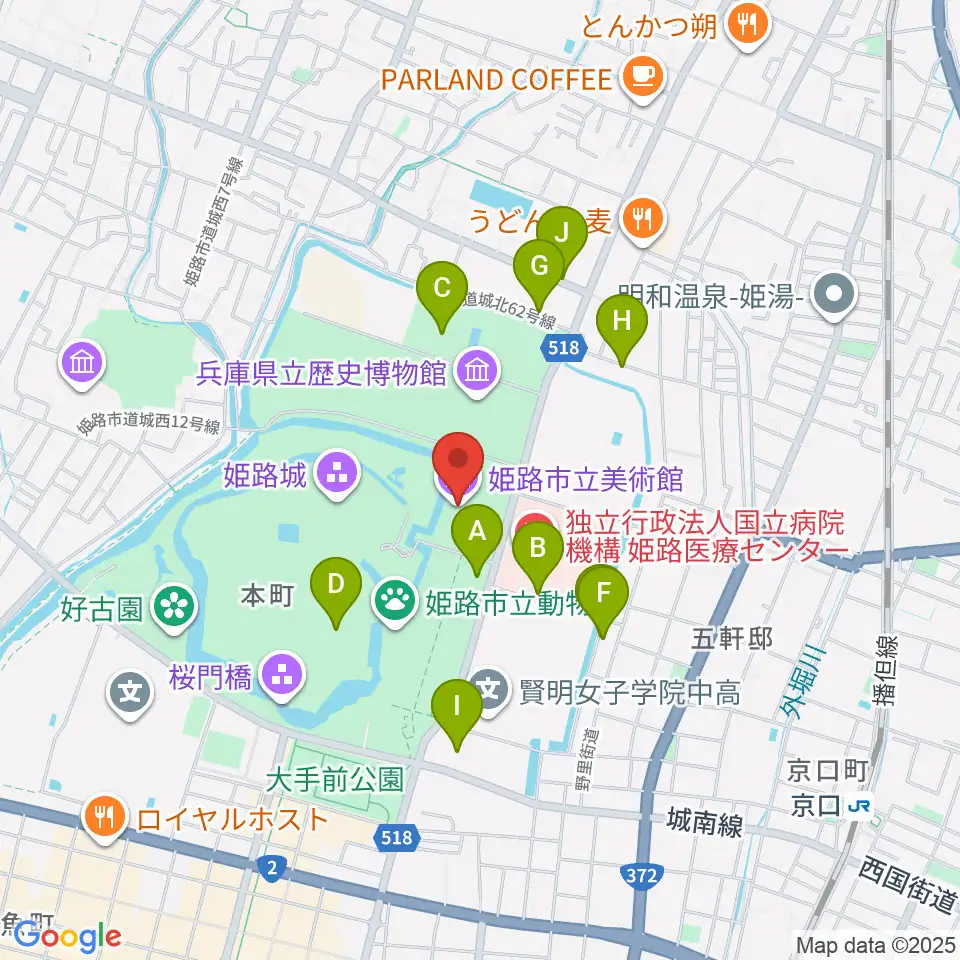姫路市立美術館周辺の駐車場・コインパーキング一覧地図